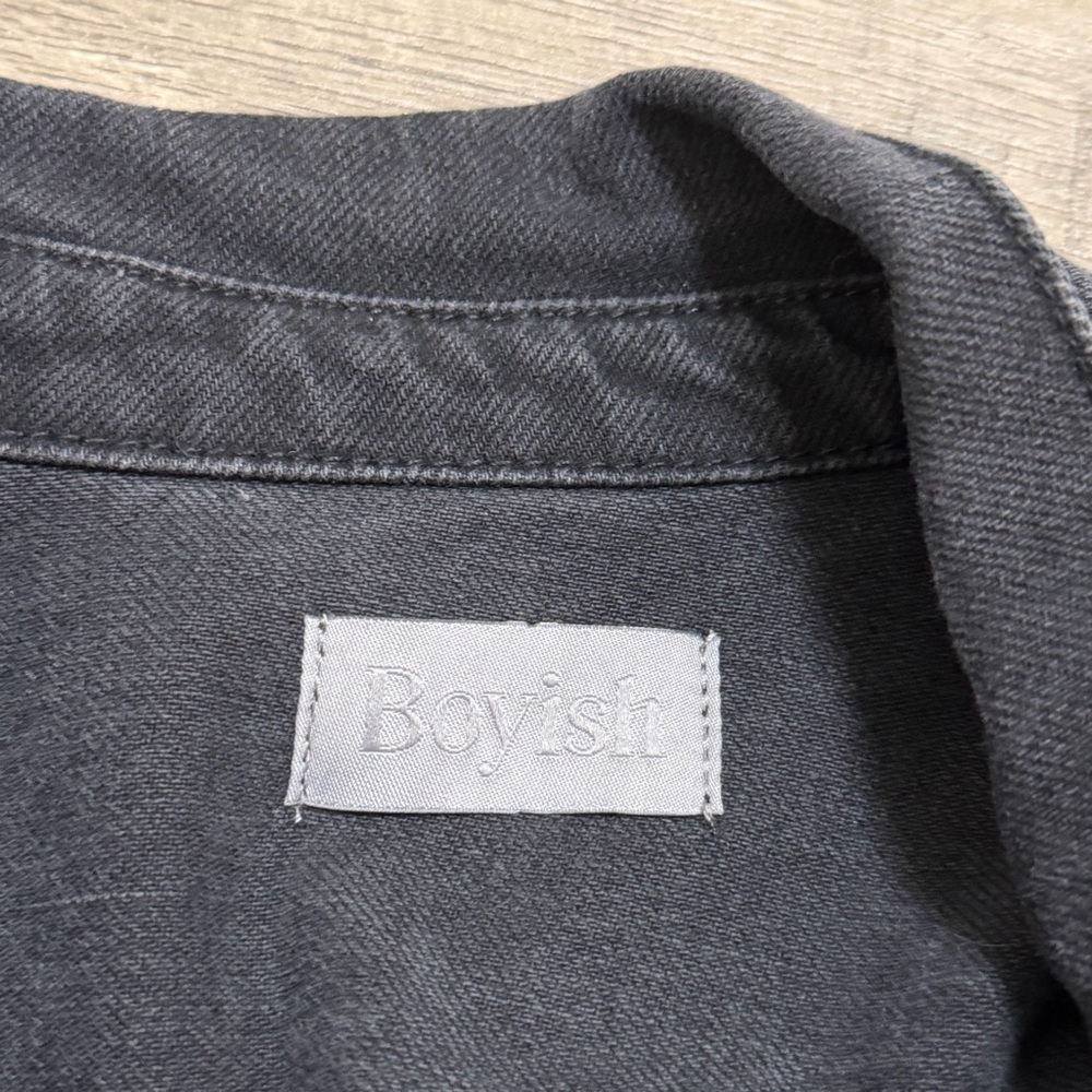 Boyish Denim Dress Womens Black Washed Gray Emmet Moonfleet Button Front Sz S - Picture 7 of 10